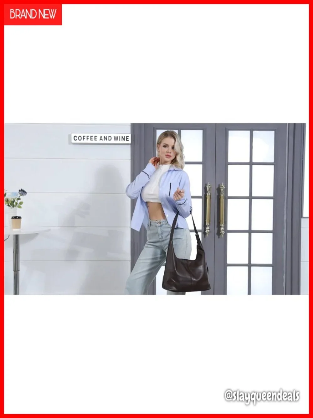 Women Large Hobo Bag Vegan Leather Slouchy Shoulder Tote Travel Shopping Purse